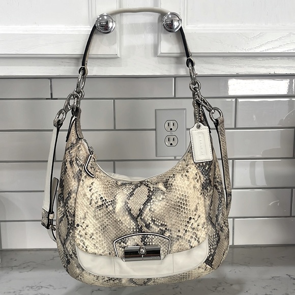 Coach Handbags - 🤍 Coach white leather and snakeskin large purse